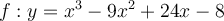 f:y=x^3-9x^2+24x-8