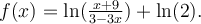 f(x)=\ln(\frac{x+9}{3-3x})+\ln(2).