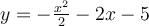 y=-\frac{x^{2}}{2}-2x-5