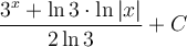 \displaystyle\frac{3^x+\ln3\cdot \ln |x|}{2\ln 3}+C