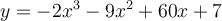 y=-2x^3-9x^2+60x+7