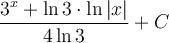 \displaystyle\frac{3^x+\ln3\cdot \ln |x|}{4\ln 3}+C