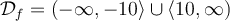 \mathcal{D}_f=(-\infty,-10\rangle\cup\langle10,\infty)