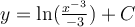 y=\ln (\frac{x^{-3}}{-3})+C