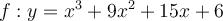 f:y=x^3+9x^2+15x+6