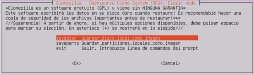 Captura clonezilla