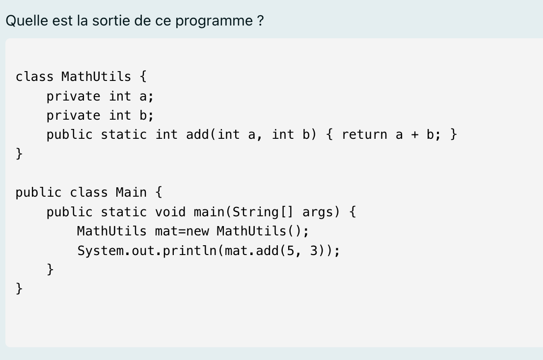 Quelle est la sortie de ce programme ?