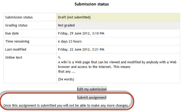 image show Draft (not submitted) with yello bar