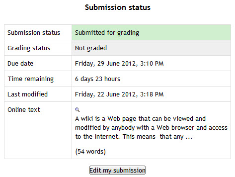 Image shows "submitted for grading" with green bar