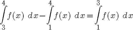 \int\limits_{3}^{4} f(x)\ dx-\int\limits_{1}^{4} f(x)\ dx=\int\limits_{1}^{3} f(x)\ dx