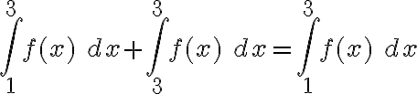 \int\limits_{1}^{3} f(x)\ dx+\int\limits_{3}^{3} f(x)\ dx=\int\limits_{1}^{3} f(x)\ dx