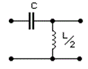 Зображено схему фільтра: ємність ввікнено послідовно, і андуктивність паралельно