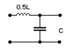 Зображено схему фільтра: ємність включено паралельно, а індуктивність послідовно