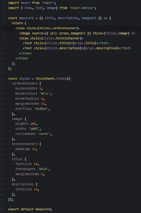 import React from 'react';
import { View, Text, Image} from 'react-native';

const NewsCard = ({ title, description, imageUrl