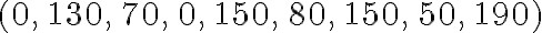  (0,\,130,\,70,\,0,\,150,\,80,\,150,\,50,\,190) 