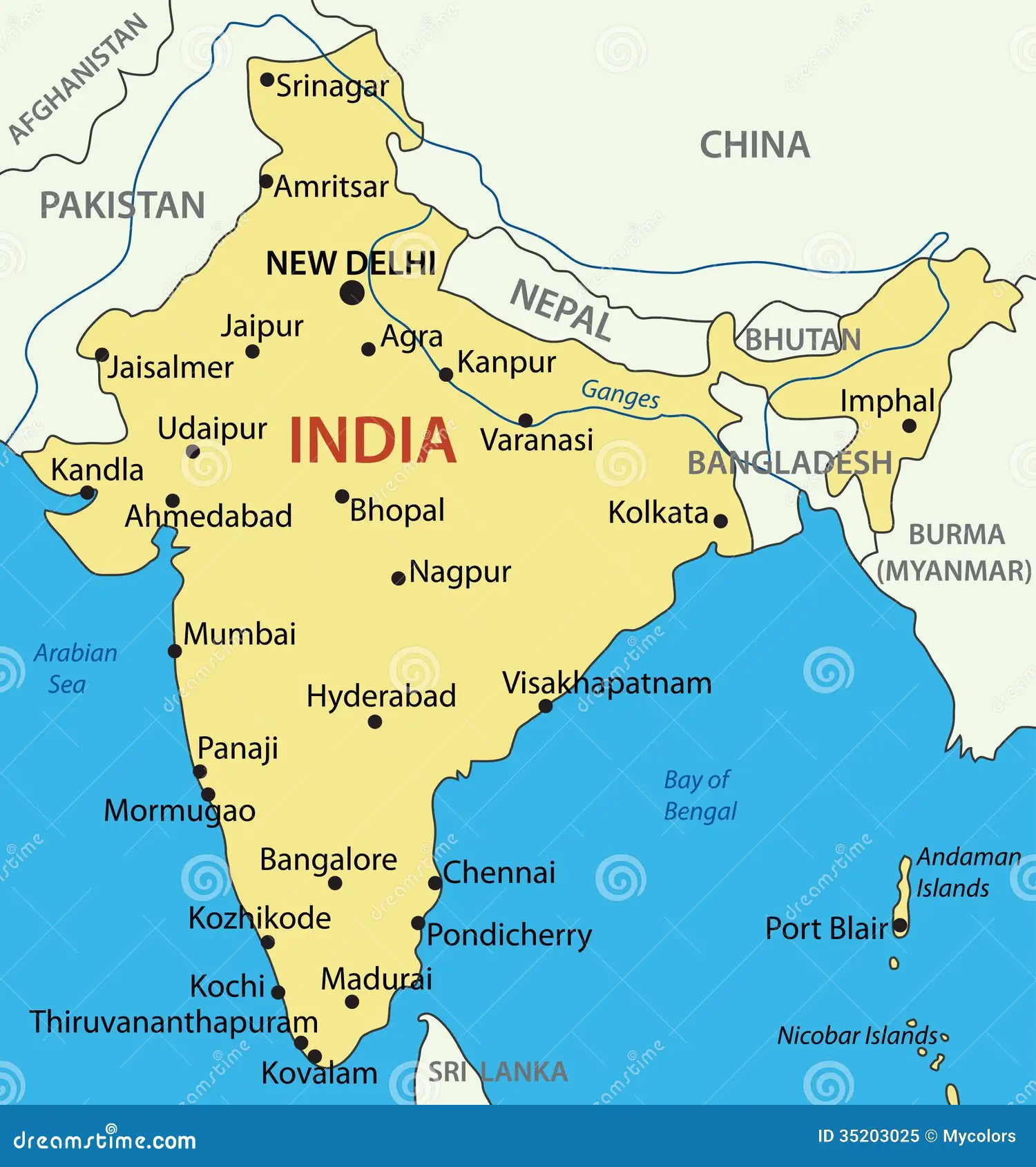 La República De India - Mapa Ilustración del Vector - Ilustración de  ciudad, nuevo: 35203025