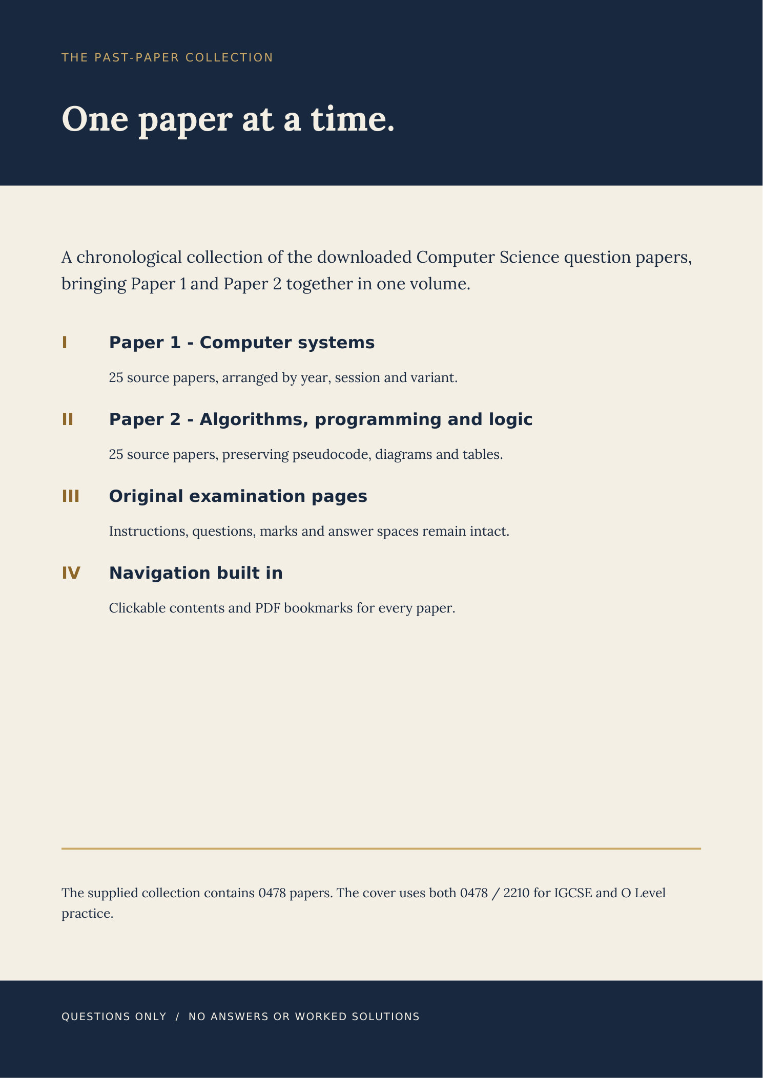 Back cover of Past Paper QP Booklet