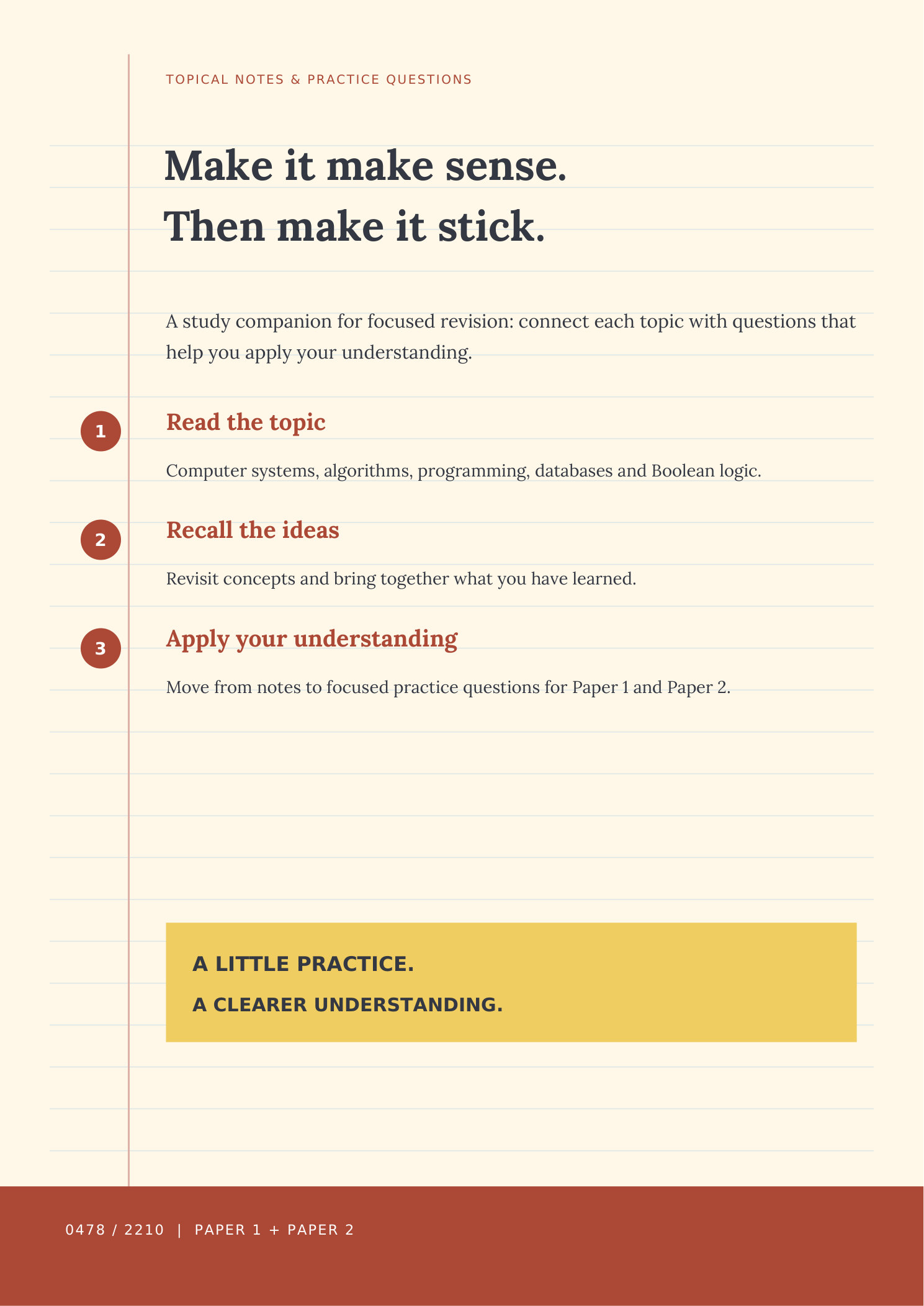 Back cover of Topical Notes & Practice Questions