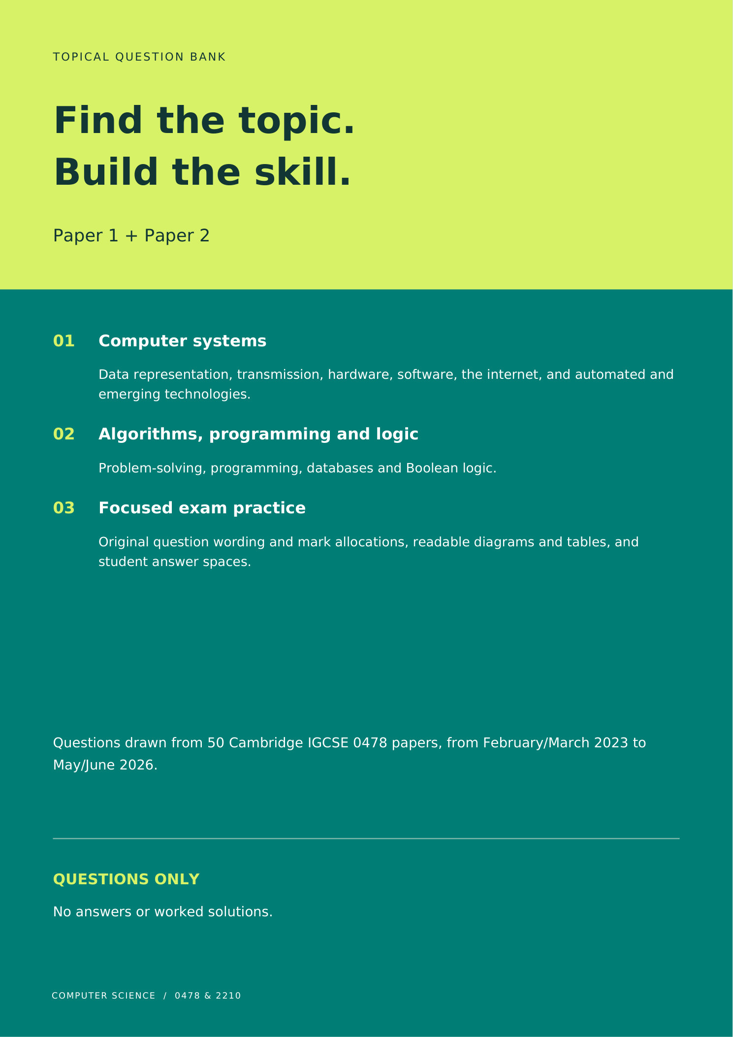 Back cover of Topical Question Bank