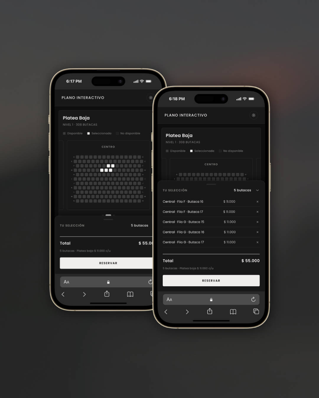 Ticketera + Selector de butacas