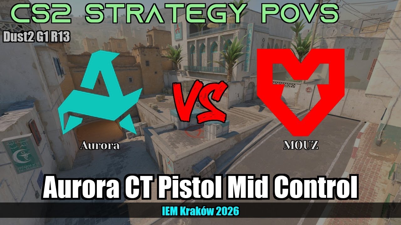 Aurora CT Pistol Mid Control vs MOUZ - Dust2 - IEM Kraków 2026