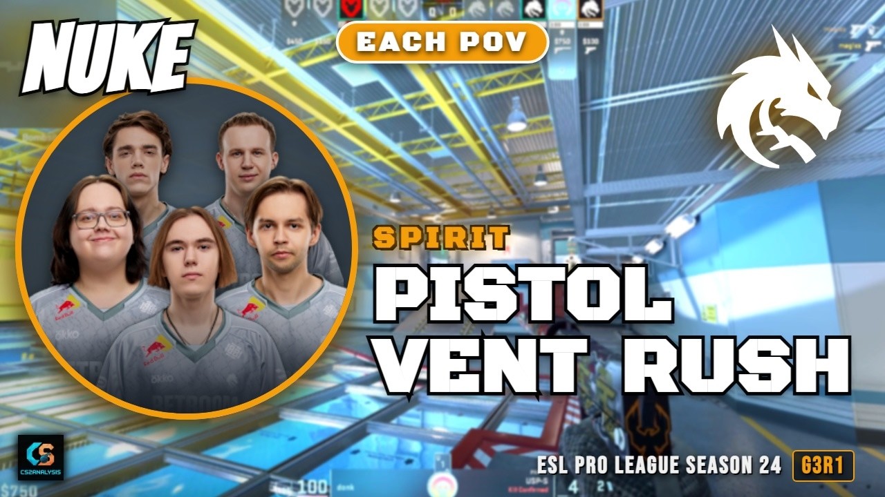 Spirit Pistol Vent Rush vs MOUZ - Nuke - ESL Pro League Season 24