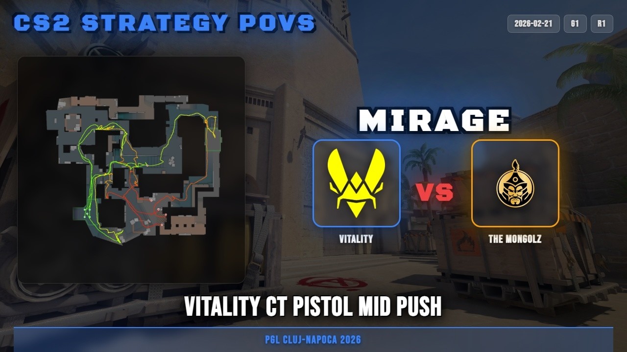 Vitality CT Pistol Mid Push vs The MongolZ - Mirage - PGL Cluj-Napoca 2026