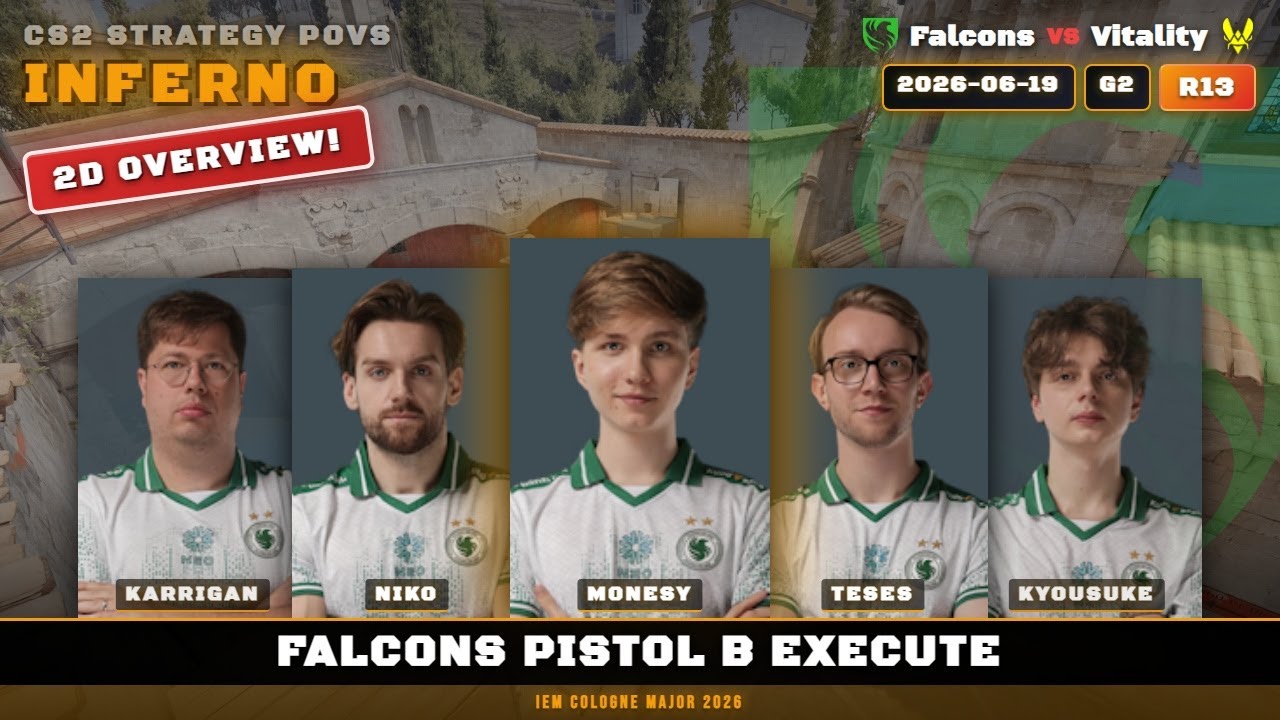 Falcons Pistol B Execute vs Vitality - Inferno - IEM Cologne Major 2026
