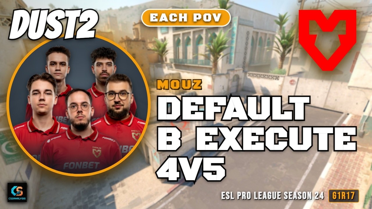 MOUZ Default B Execute 4v5 vs Spirit - Dust2 - ESL Pro League Season 24
