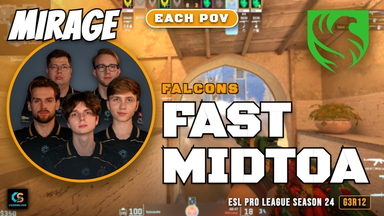 Falcons Fast MidToA vs Vitality - Mirage - ESL Pro League Season 24