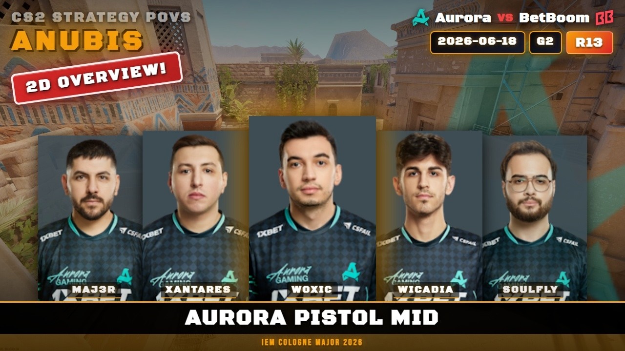 Aurora Pistol Mid vs BetBoom - Anubis - IEM Cologne Major 2026