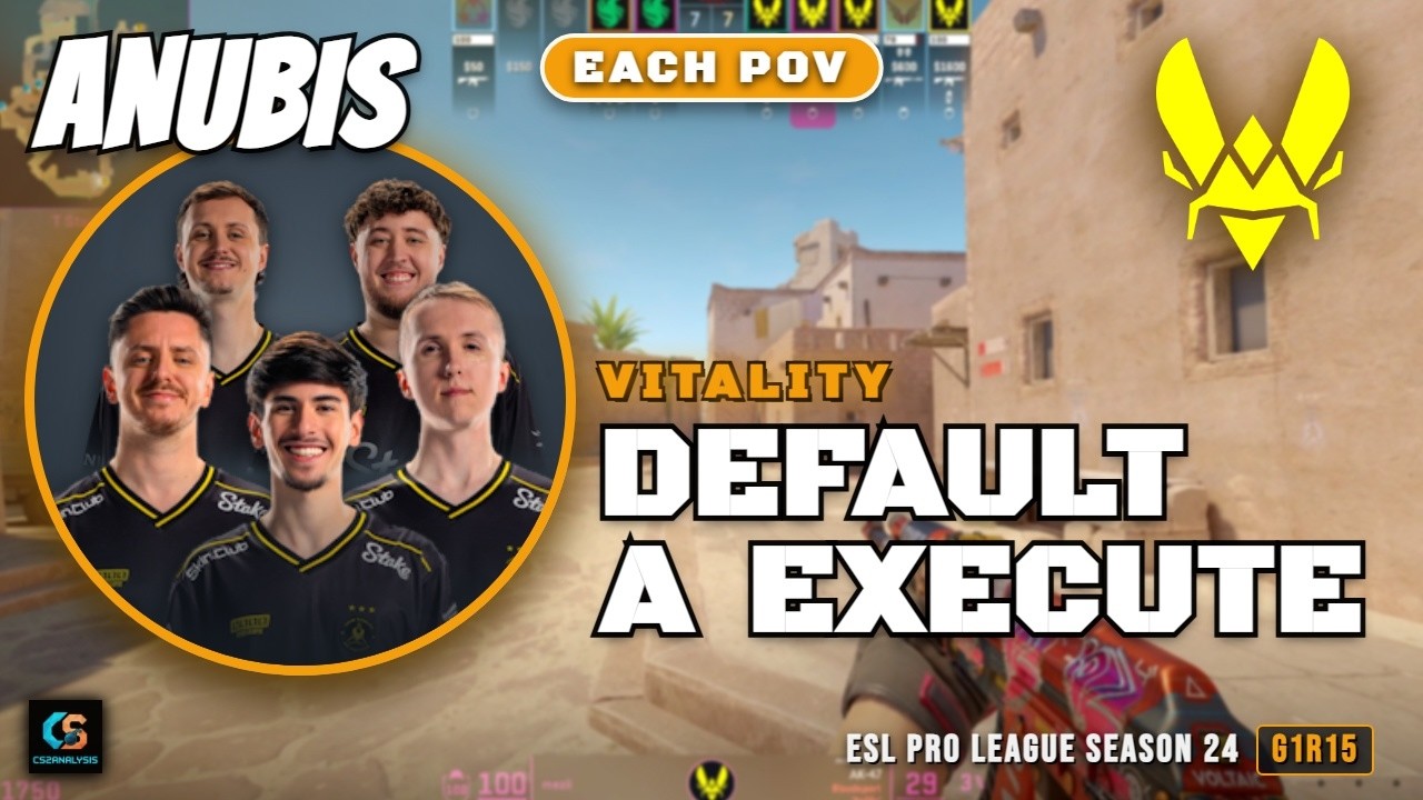 Vitality Default A Execute vs Falcons - Anubis - ESL Pro League Season 24