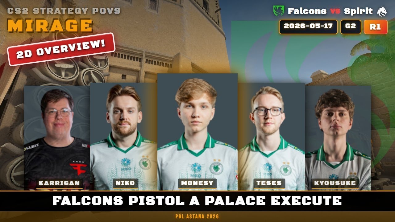 Falcons Pistol A Palace Execute vs Spirit - Mirage - PGL Astana 2026