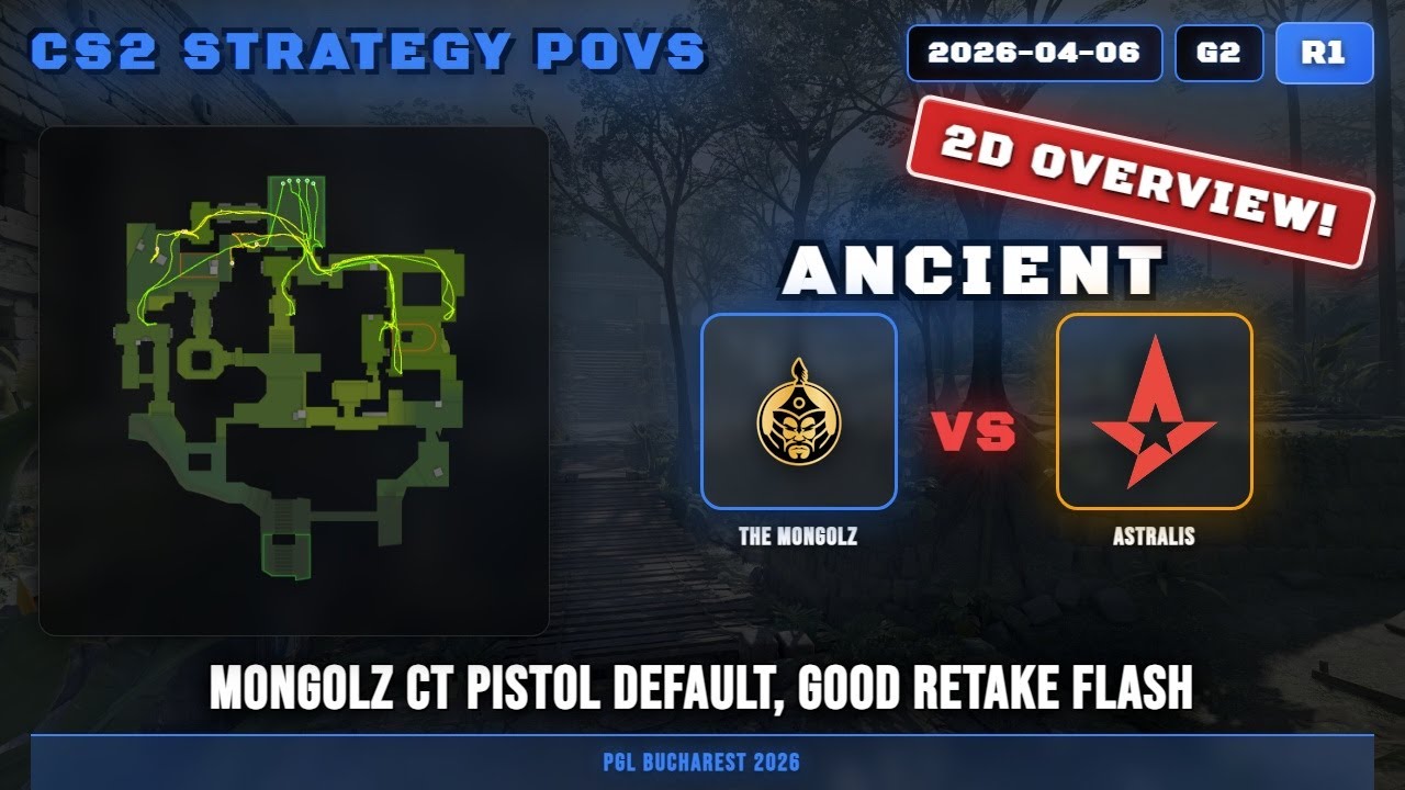 MongolZ CT Pistol Default, good retake flash vs Astralis - Ancient - PGL Bucharest 2026