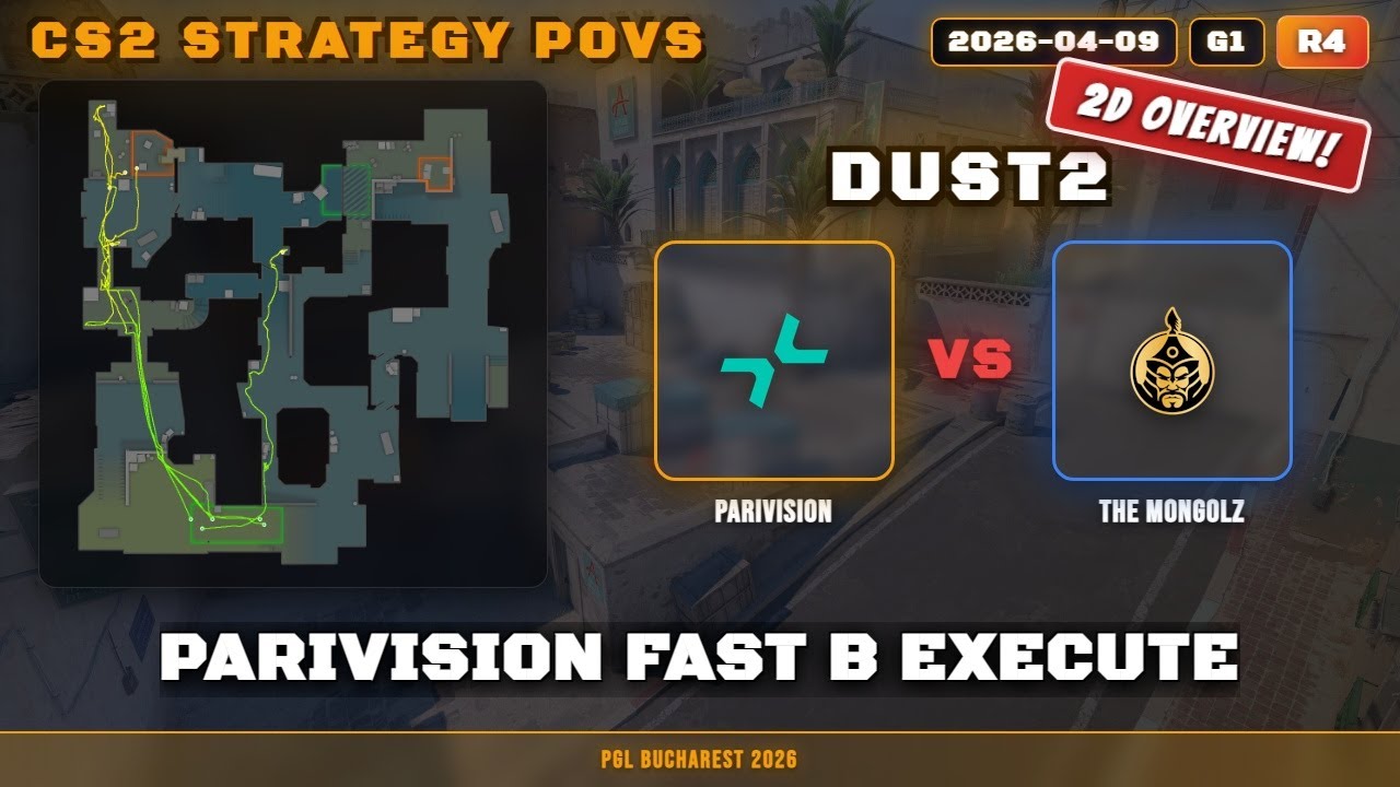 Parivision Fast B Execute vs The MongolZ - Dust2 - PGL Bucharest 2026