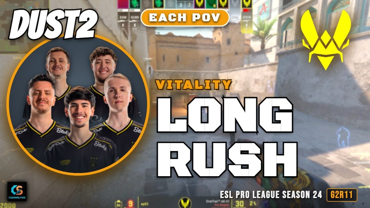 Vitality Long Rush vs Falcons - Dust2 - ESL Pro League Season 24