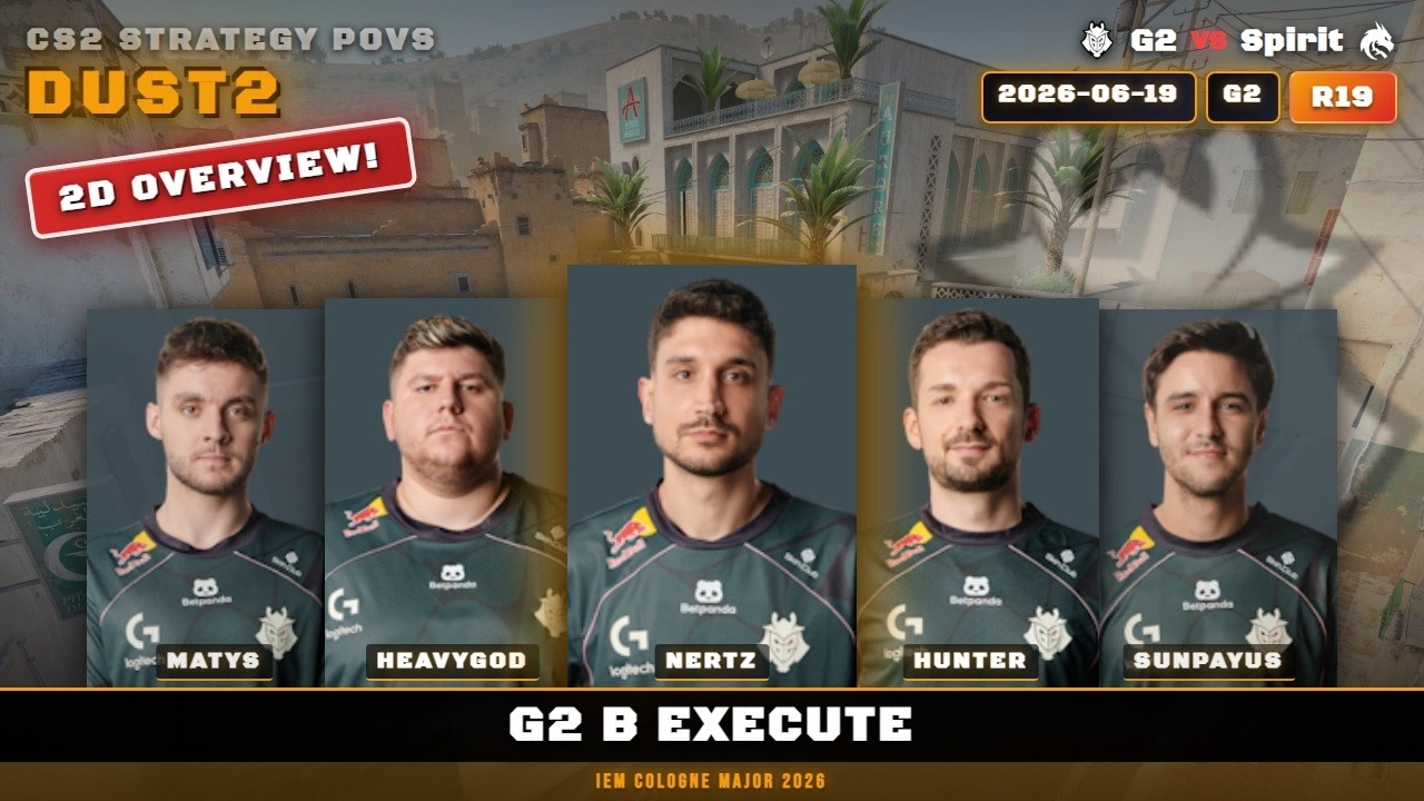 G2 B Execute vs Spirit - Dust2 - IEM Cologne Major 2026
