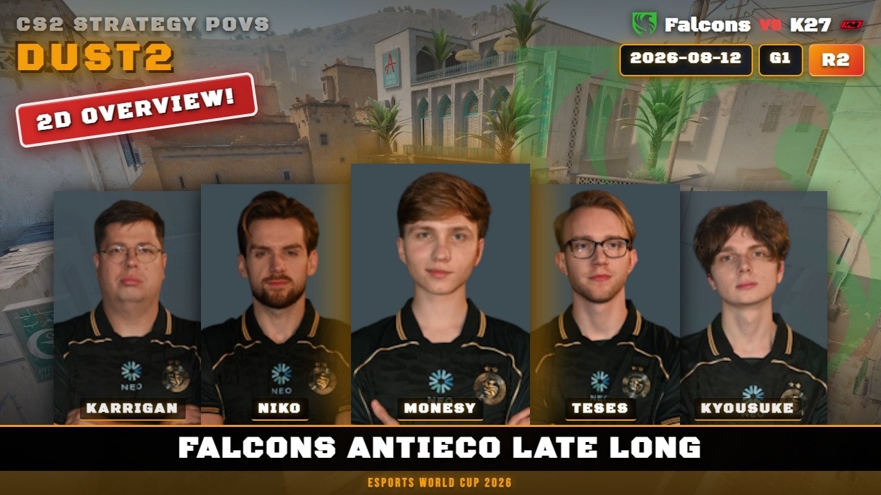 Falcons AntiEco Late Long vs K27 - Dust2 - Esports World Cup 2026