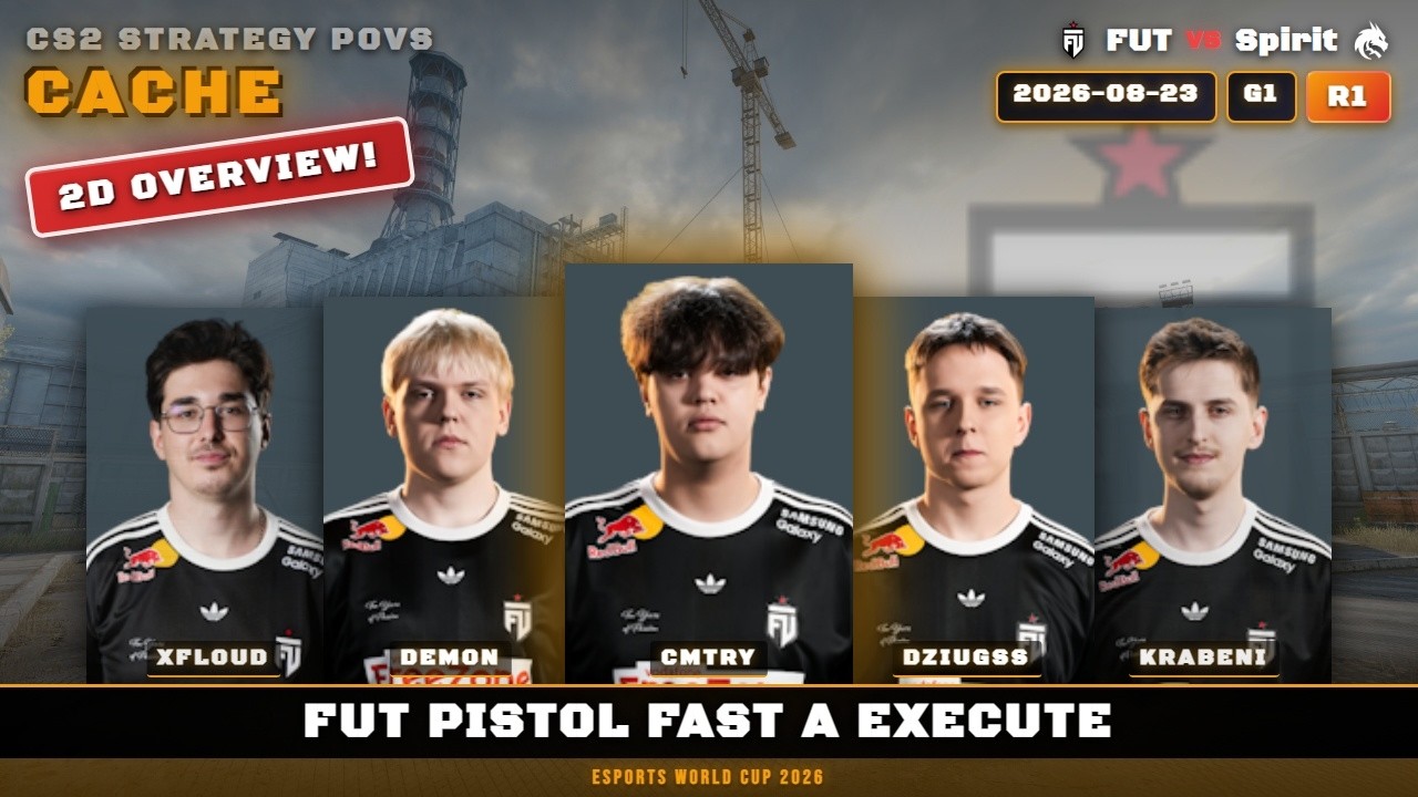 FUT Pistol Fast A Execute vs Spirit - Cache - Esports World Cup 2026