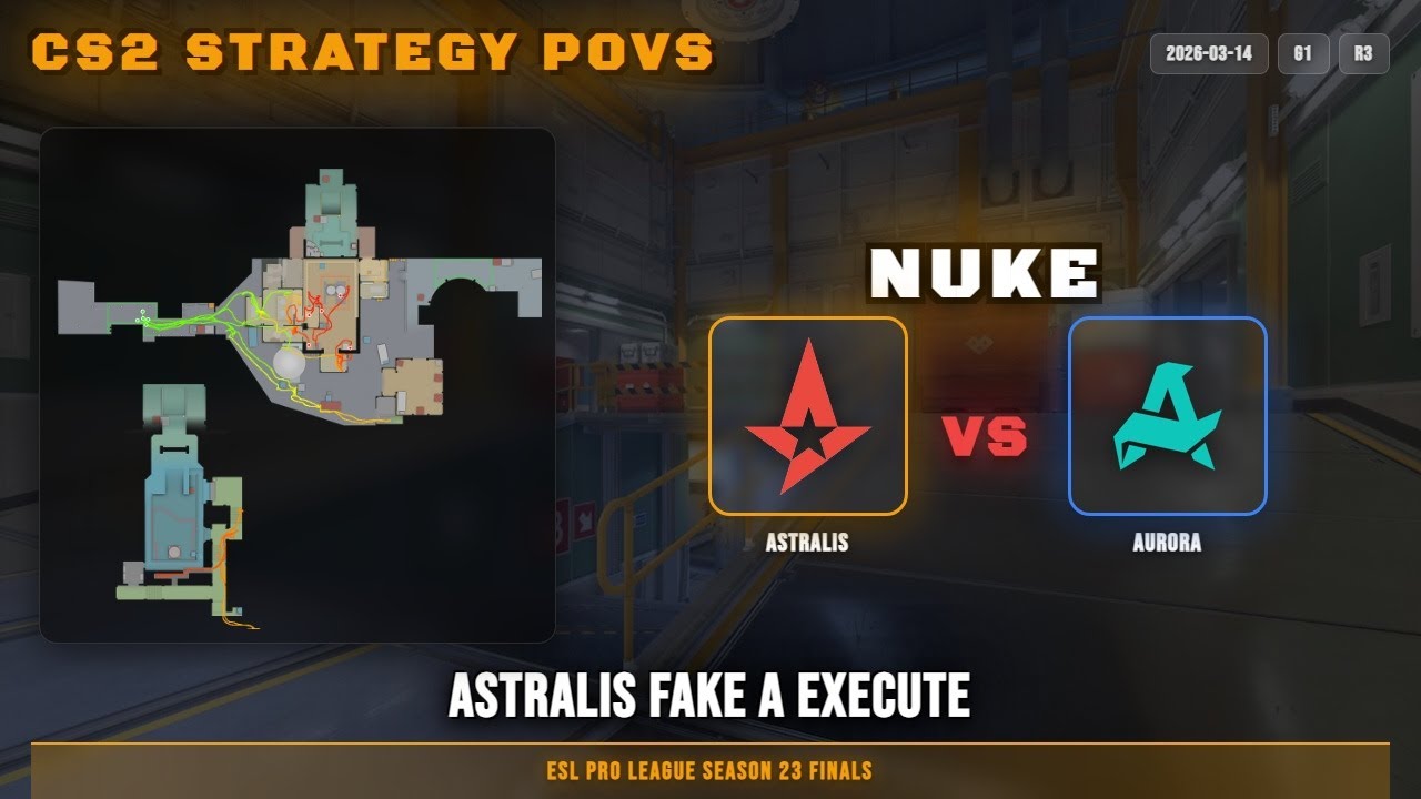Astralis Fake A Execute vs Aurora - Nuke - ESL Pro League Season 23 Finals