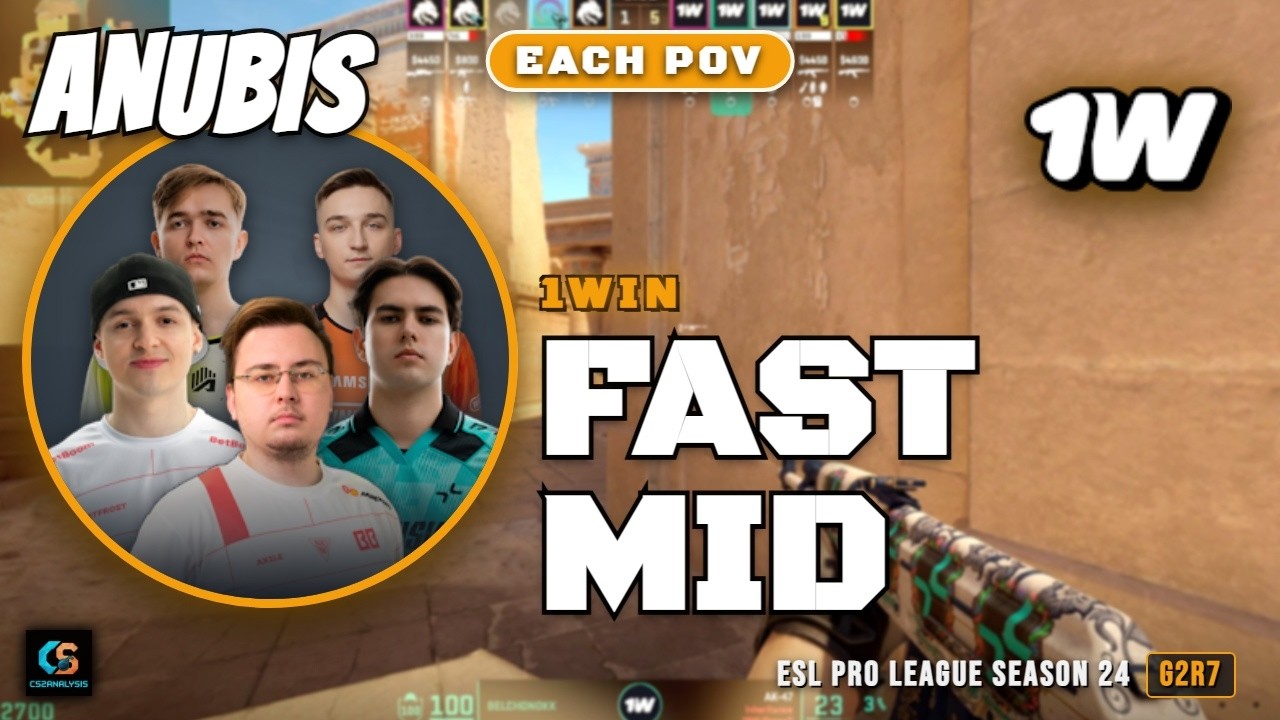 1win Fast Mid vs Spirit - Anubis - ESL Pro League Season 24