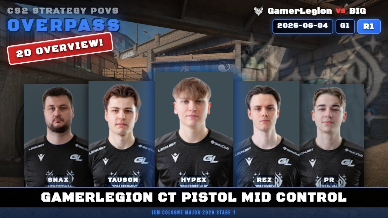 GamerLegion CT Pistol Mid Control vs BIG - Overpass - IEM Cologne Major 2026 Stage 1