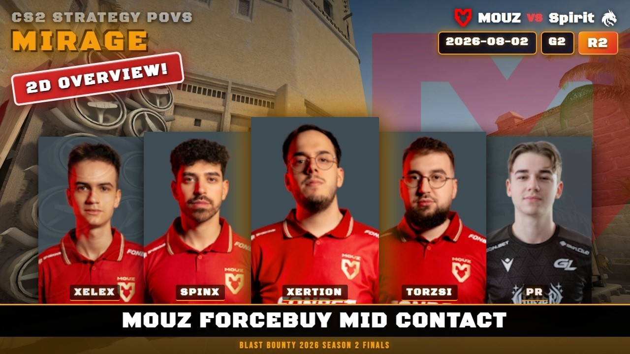 MOUZ ForceBuy Mid Contact vs Spirit - Mirage - BLAST Bounty 2026 Season 2 Finals