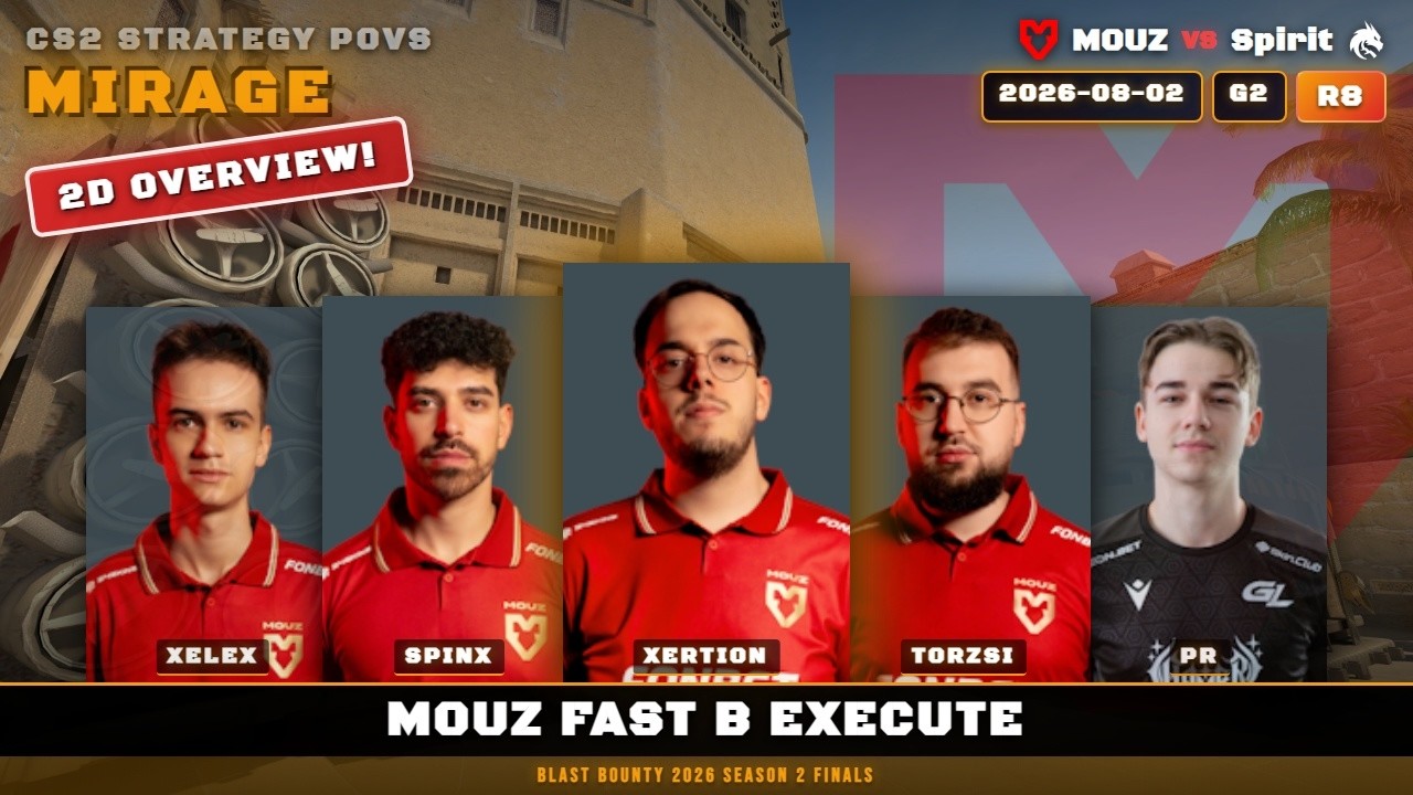 MOUZ Fast B Execute vs Spirit - Mirage - BLAST Bounty 2026 Season 2 Finals