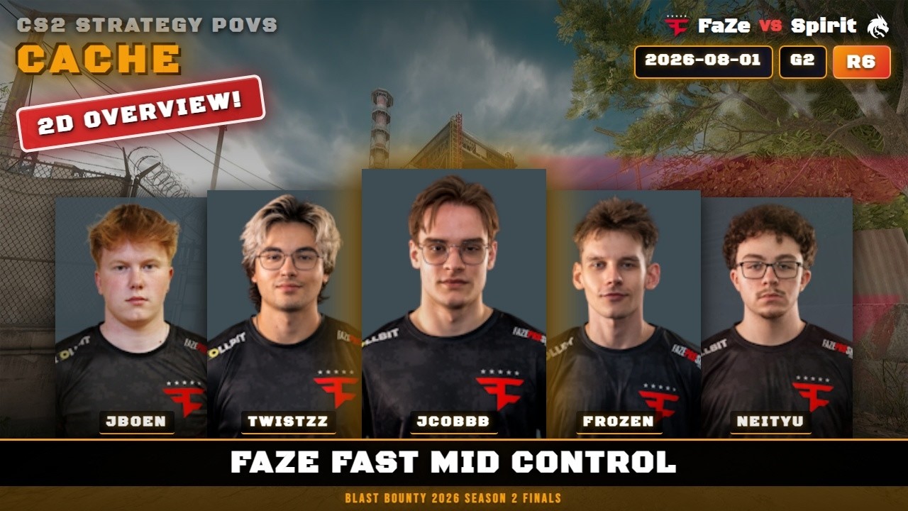 FaZe Fast Mid Control vs Spirit - Cache - BLAST Bounty 2026 Season 2 Finals