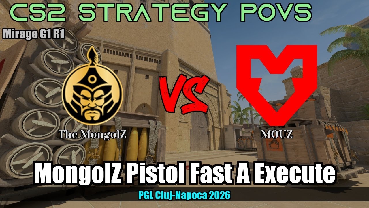 MongolZ Pistol Fast A Execute vs MOUZ - Mirage - PGL Cluj-Napoca 2026