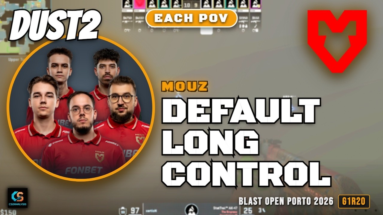 MOUZ Default Long Control, b execute vs Vitality - Dust2 - BLAST Open Porto 2026