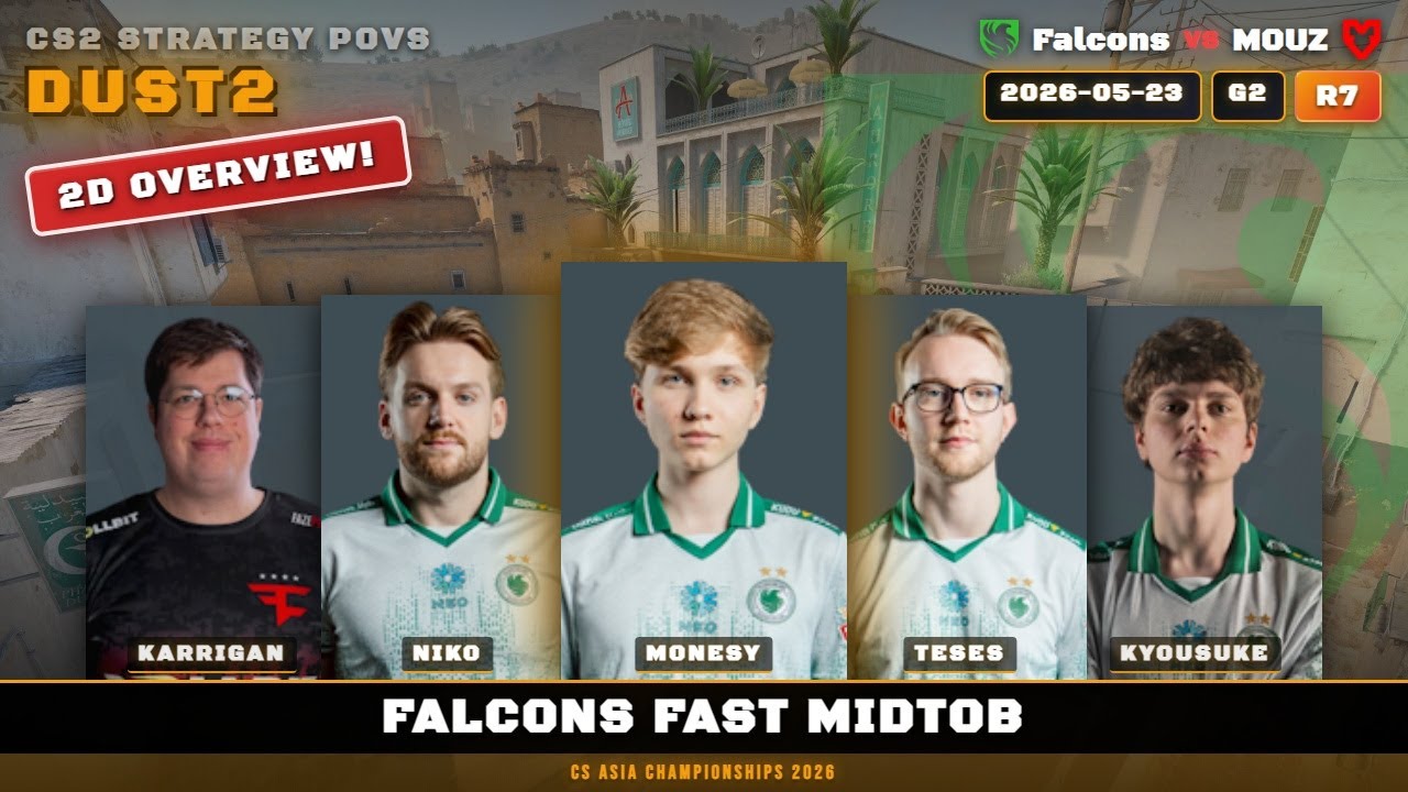 Falcons Fast MidToB vs MOUZ - Dust2 -  CS Asia Championships 2026