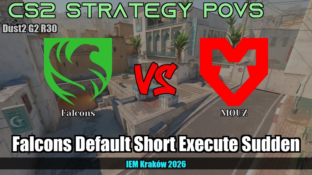 Falcons Default Short Execute Sudden vs MOUZ - Dust2 - IEM Kraków 2026