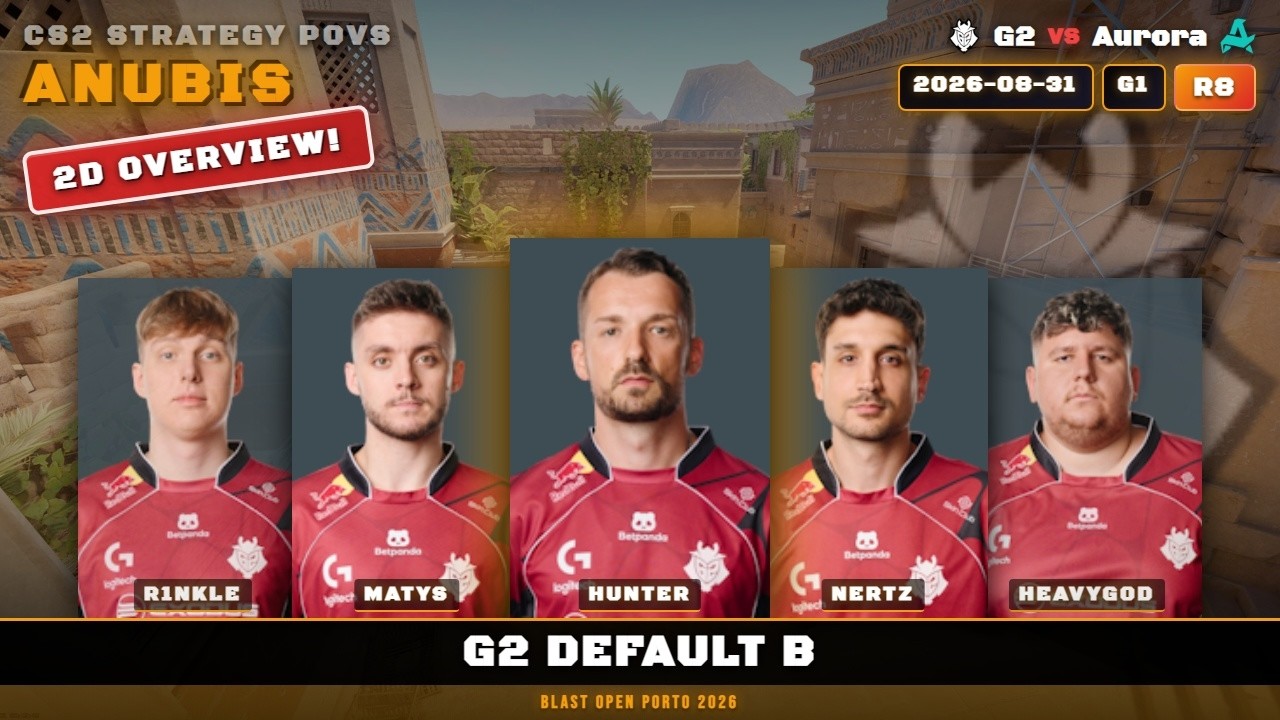 G2 Default B, sneak into vs Aurora - Anubis - BLAST Open Porto 2026
